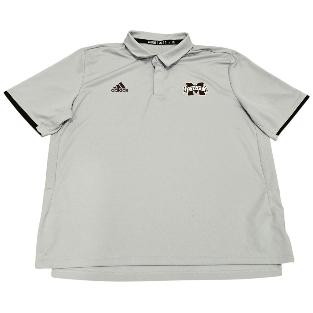 Mississippi State Bulldogs Adidas Climalite Polo Mens 2XL Gray NCAA Golf HN7416